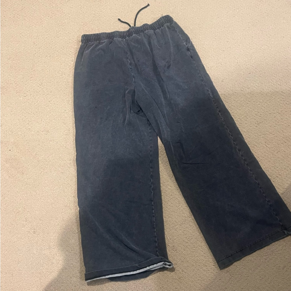 Forever 21 Charcoal Wide Leg Stretchy Denim